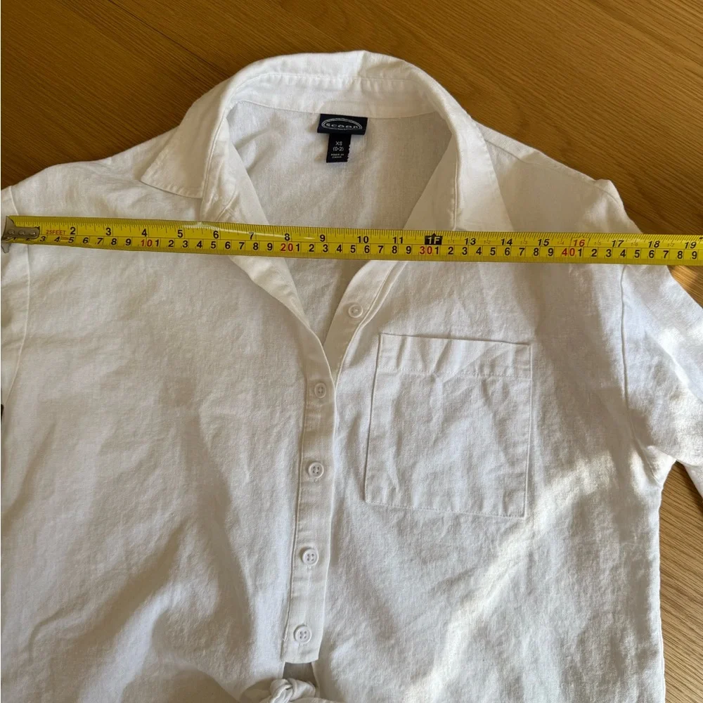 Linen Blend White Button-Up Women’s Shirt